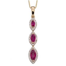 RUBY AND 20 PAVE DIAMONDS PENDANT/CHAIN